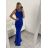 Šaty elegantní společenské dlouhé na ramínka dámské (S/M ONE SIZE) ITALSKá MóDA IMM22LS9714 červená S/M