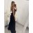 Šaty elegantní společenské dlouhé na ramínka dámské (S/M ONE SIZE) ITALSKá MóDA IMM22LS9714 červená S/M
