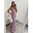 Šaty elegantní společenské dlouhé na ramínka dámské (S/M ONE SIZE) ITALSKá MóDA IMM22LS16104 Starorůžová S/M