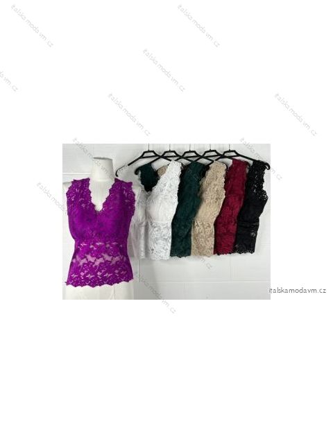 Tílko/top krajkový bez rukávu dámské (S/M ONE SIZE) ITALSKÁ MÓDA IMPBB22W2123