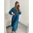 Šaty saténové skladané elegantný dlhý rukáv dámske (S/M ONE SIZE) TALIANSKA MóDA IMM221019