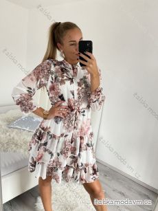 Šaty šifonové elegantné košeľové dlhý rukáv dámske (S / M ONE SIZE) TALIANSKÁ MÓDA IMWG22637