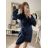 Šaty košilové dlouhý rukáv dámské (S/M ONE SIZE) ITALSKá MóDA IM322307 Černá S/M