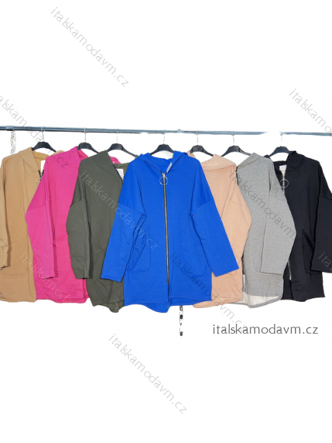 Mikina na zips s kapucňou dlhý rukáv dámske nadrozmer (XL/2XL ONE SIZE) TALIANSKA MóDA IM4221059