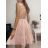 Šaty letní elegantní bez rukávu krajkované dámské (S/M ONE SIZE) ITALSKá MóDA IMM22FL22540/DR Modrá světlá S/M