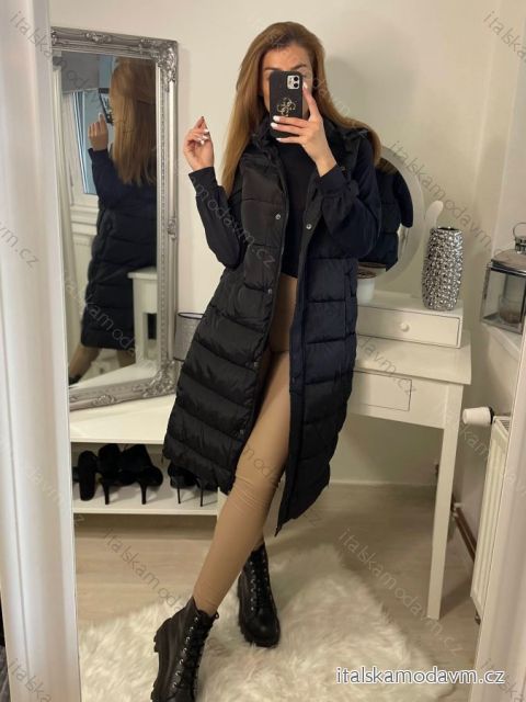 Vesta s kapucňou dámska (S-XL) TALIANSKÁ MÓDA MINORITY PMW22P22-7933/DR