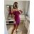 Šaty elegantní carmen krátké bez rukávu dámské (S/M ONE SIZE) ITALSKá MóDA IM322308/DR třešňová