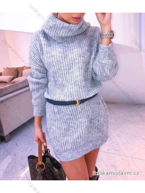 Šaty pletené teplé s rolákem dlouhý rukáv dámské (S/M/L ONE SIZE) ITALSKÁ MÓDA IMWK21680