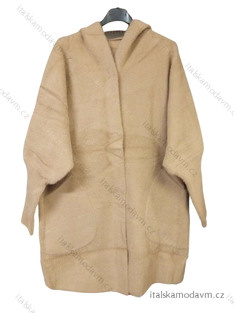 Kabát alpaka teplý dlhý rukáv s kapucňou dámsky (S / M / L ONE SIZE) TALIANSKÁ MÓDA IMWD20476/D/P7
