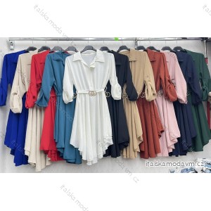 Šaty elegantné košeľové s opaskom dlhý rukáv dámske (S/M ONE SIZE) TALIANSKA MÓDA IMWB223241