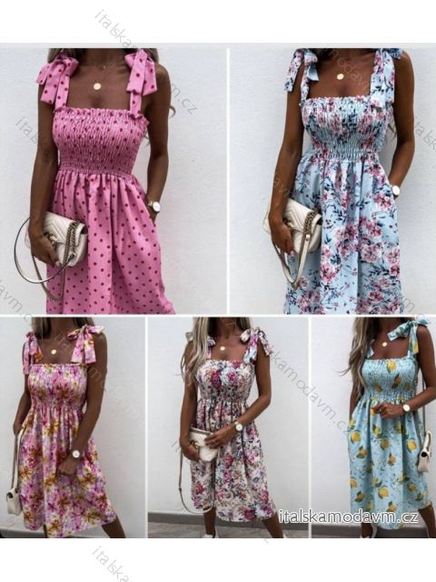 Šaty letní žabičkované na ramínka dámské (S/M ONE SIZE) ITALSKÁ MÓDA IMWA215609