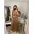 Šaty s páskem dlouhý rukáv dámské (S/M/L ONE SIZE) ITALSKÁ MÓDA IMWA223453