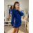 Šaty elegantný mini dlhý rukáv dámske (UNI S/M) TALIANSKA MODA IMM20928/DR smaragdová S/M