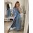 Šaty spoločenské elegantný letný krátky rukáv dámske (S/M ONE SIZE) TALIANSKA MÓDA IMPSH22L52150/DR modrá světlá