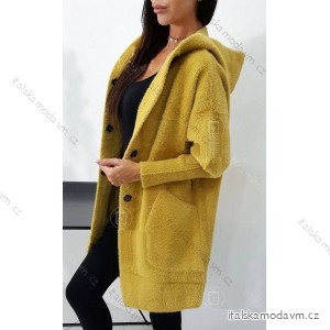 Kabát alpaka s kapucí dlouhý rukáv dámský (S/M ONE SIZE) POLSKÁ MÓDA IMWA217926