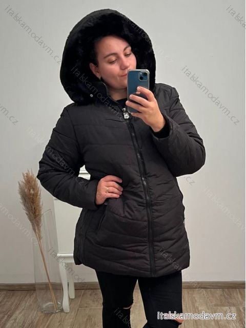 Bunda s kapucí dámská nadrozměr (54-62) Nat227069 Černá 56