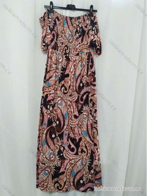Šaty carmen dlhé letné IceCool žabičkování dámske (S / M ONE SIZE) TALIANSKÁ MÓDA IMM21142-OR/DR