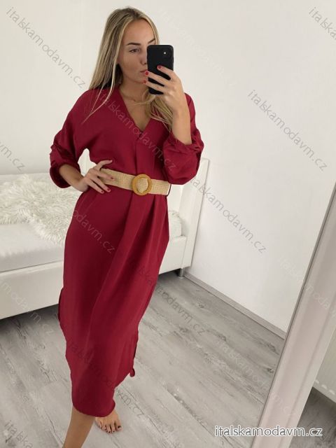 Šaty s opaskom 3/4rukáv dámske (M/L/XL ONE SIZE) TALIANSKA MóDA IM422BELT/DR