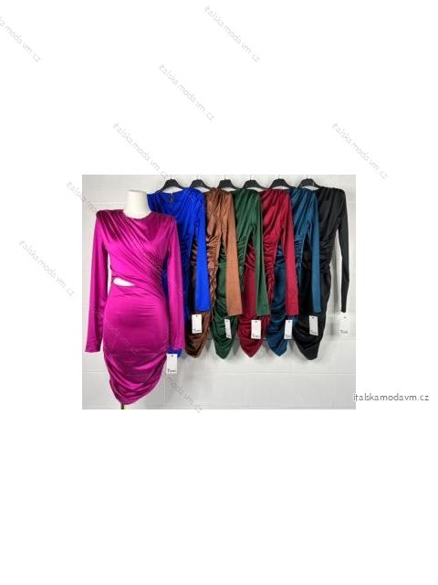 Šaty elegantní dlouhý rukáv dámské (S/M ONE SIZE) ITALSKÁ MÓDA IMPBB22B22943