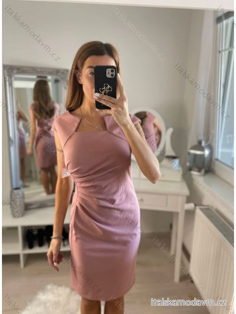 Šaty puzdrové spoločenské elegantné bez rukávov dámske (S-XL) TALIANSKA MÓDA IMM22Q51239 staroružová S