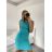 Šaty pouzdrové společenské elegantní bez rukávů dámské (S-XL) ITALSKÁ MÓDA IMM22Q51239 tyrkysová M