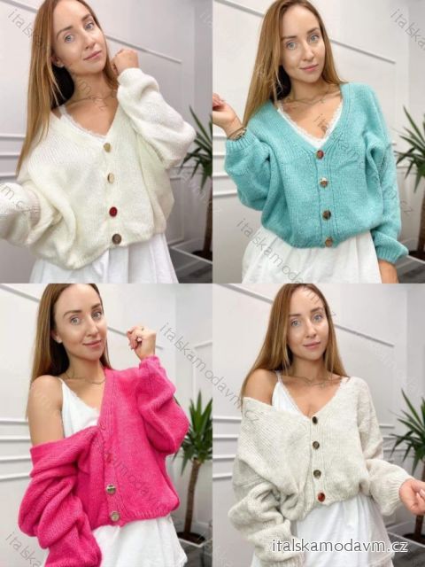Sveter oversize na gombíky dlhý rukáv dámsky (S/M ONE SIZE) TALIANSKA MÓDA IMPLI22moher1063