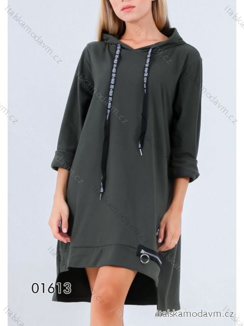 Šaty mikinové s kapucňou dlhý rukáv dámske (S/M ONE SIZE) TALIANSKA MÓDA IMPLI2201613