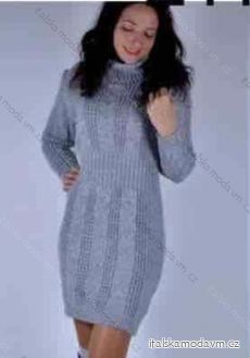 Šaty pletené s rolákom dlhý rukáv dámske (S/M ONE SIZE) TALIANSKA MÓDA IMM22MY21185