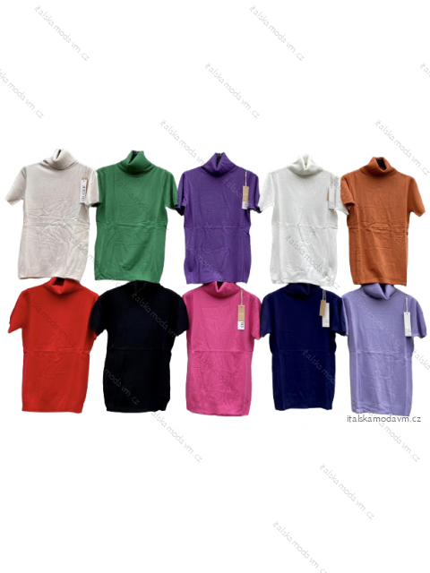 Sveter úpletový s rolákom krátky rukáv dámsky (S/M ONE SIZE) TALIANSKA MÓDA IMD22947