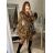 Šaty šifónové dlhý rukáv dámske (S/M ONE SIZE) TALIANSKA MÓDA IMWGS223252/DR čierna S/M