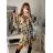 Šaty šifónové dlhý rukáv dámske (S/M ONE SIZE) TALIANSKA MÓDA IMWGS223252/DR čierna S/M
