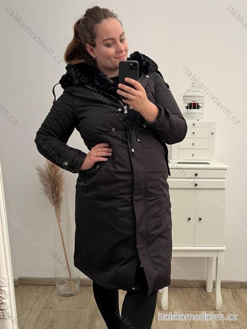 Kabát parka s kapucňou dámsky nadrozmer (3XL-6XL) LIBLAND LIB22LD-7643BIG čierna 4XL