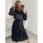 Šaty košilové dlouhý rukáv dámské (S/M ONE SIZE) ITALSKÁ MÓDA IMPBR22H2671-R3/DR S/M Černá