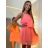 Šaty letné šifónové na ramienka dámske (M/L ONE SIZE) TALIANSKA MÓDA IMD22147/DUR neon oranžová