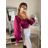 Top dlhý rukáv saténový  dámsky (S/M ONE SIZE) TALIANSKA MÓDA IMM22LS17258/DR biela S/M