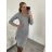 Šaty elegantný dlhý rukáv dámske (S/M ONE SIZE) TALIANSKA MÓDA IMWB22320/DR béžová S/M