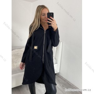 Kabát na zip s kapucí dlouhý rukáv dámské nadrozměr (L/XL ONE SIZE) ITALSKÁ MÓDA IMC22760