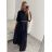 Šaty košilové dlouhý rukáv dámské (S/M ONE SIZE) ITALSKÁ MÓDA IMPBR22H1770-R7/DR Černá S/M