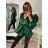 Blúzka saténová dlhý rukáv dámska (S/M ONE SIZE) TALIANSKA MÓDA IMPBR22H2697-R1/DR smaragdová S/M