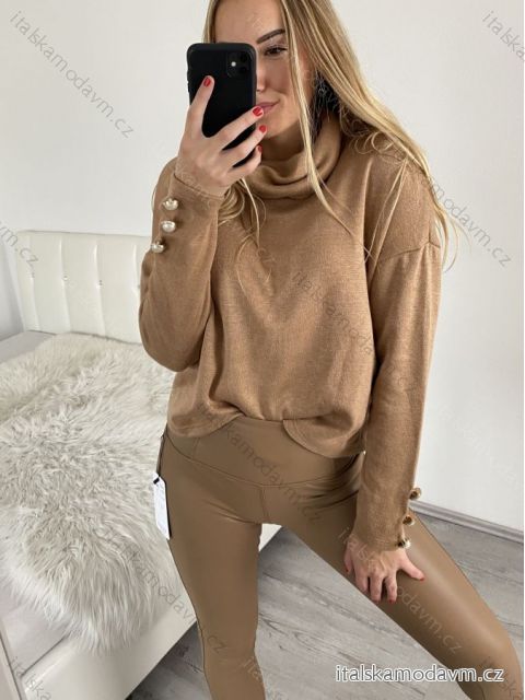 Tunika teplá s rolákem dlouhý rukáv dámský (S/M/L ONE SIZE) ITALSKÁ MÓDA IMM22H1436/DR M / L hnedá