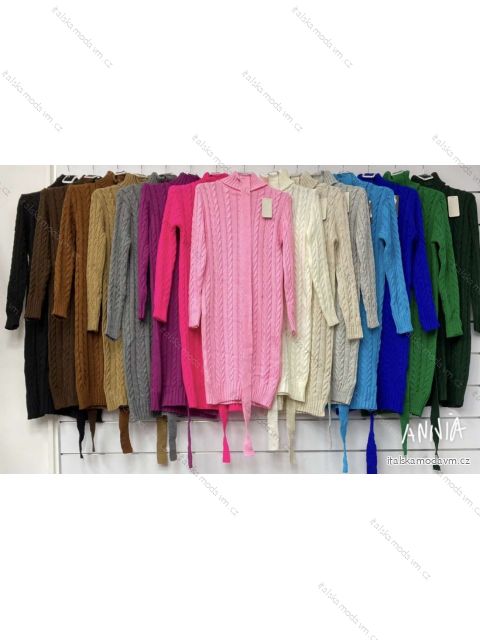 Šaty pletené s rolákom dlhý rukáv dámske (S/M ONE SIZE) TALIANSKA MÓDA IMWAA223600