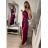 Šaty plesové dlhé elegantné bez rukávov dámske (S/M ONE SIZE) TALIANSKA MÓDA IMPBB22B22876/DR S/M vínová