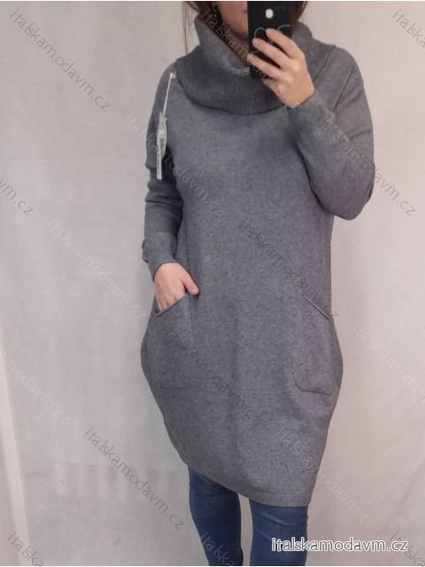 Šaty úpletové s rolákom dlhý rukáv dámske (XL / 2XL ONE SIZE) TALIANSKÁ MÓDA IM821025
