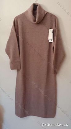 Šaty pletené s rolákom dlhý rukáv dámsky nadrozměr (XL / 2XL ONE SIZE) TALIANSKÁ MÓDA IM821027