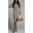 Šaty upletové dlouhý rukáv dámské (S/M ONE SIZE) ITALSKÁ MÓDA IMWGS223587/DR S/M hnědá