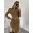 Šaty pletené s rolákom dlhý rukáv dámske (S/M ONE SIZE) TALIANSKA MÓDA IMWAA223600/DR S/M hnedá