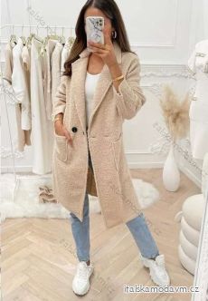 Kabát beránkový dlouhý rukáv dámský (S/M/L ONE SIZE) ITALSKÁ MÓDA IMWL22016