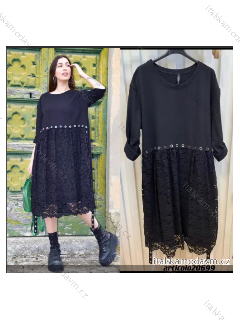 Šaty oversize dlouhý rukáv dámské (S/M ONE SIZE) ITALSKÁ MÓDA IMPLI2220699felpato