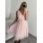 Šaty společenské elegantní krátké bez rukávů tilové dámské Nikol (S/M ONE SIZE) ITALSKá MóDA IMM22305/DR starorůžová