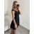 Šaty elegantní společenské třpytivé na ramínka carmen dámské (S/M ONE SIZE) ITALSKÁ MÓDA IMM22ELEN/DR2 tmavě šedá